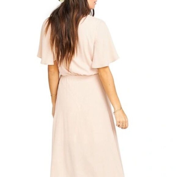 SHOW Me Your Mumu Sophia Wrap Dress Dusty Blush Crisp Nwt - Picture 8 of 15